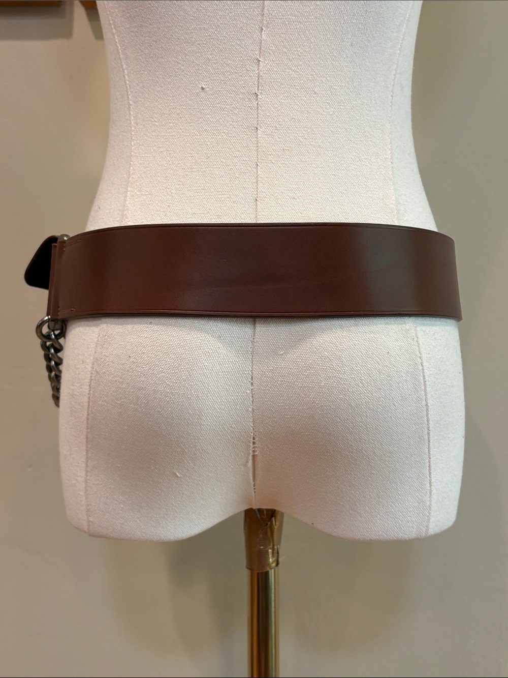 Ralph Lauren Collection FA19 Equestrian Leather Utility Pouch Metal Chain Belt M - Picture 5 of 15